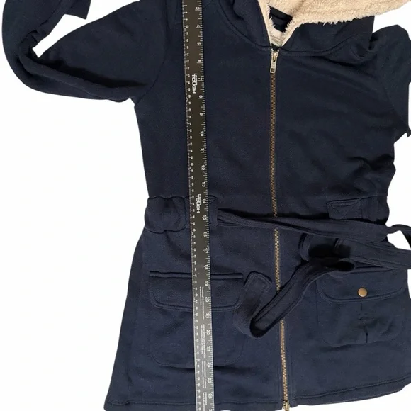 Anthropologie Saturday Sunday Navy Women's Jacket with Belted Waist Size S - Picture 4 of 7